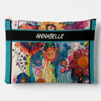 Vibrant Doodle Flowers  Accessory Pouch