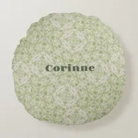 Monogram Name Sage Green Pattern | Round Pillow