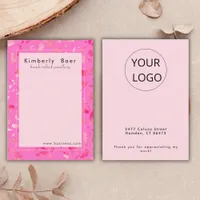 Trendy Neon Pink Terrazzo Bracelet Logo Display  Business Card