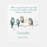 Whimsical Birds on Branches  Pastel Baby Shower Fleece Blanket