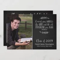 Christian Bible Verse Typography Graduation Photo Invitation