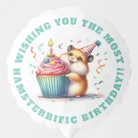 Cute Hamster Lifting Cupcake Hamsterrific Birthday Balloon