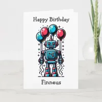 Robot Themed Personalized Birthday Card