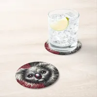 Koala Bear Art on Textured Background Round Paper Coaster