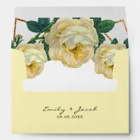 Elegant Gold Glitter Geometric Yellow Floral Wed Envelope