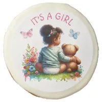 Baby Girl and her Teddy Bear | It's a Girl Sugar Cookie