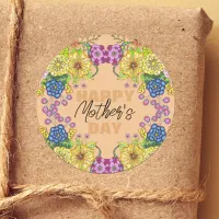 Intricate Colorful Flowers Foliage Mother's Day Classic Round Sticker
