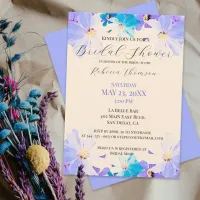 Watercolor Purple And Teal Floral Bridal Shower Invitation