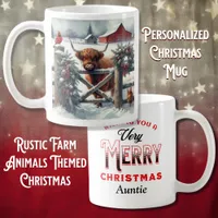 Highland Cow with Cardinal & Chicken Personalized Coffee Mug