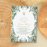 Elegant Eucalyptus Baptism Invitation