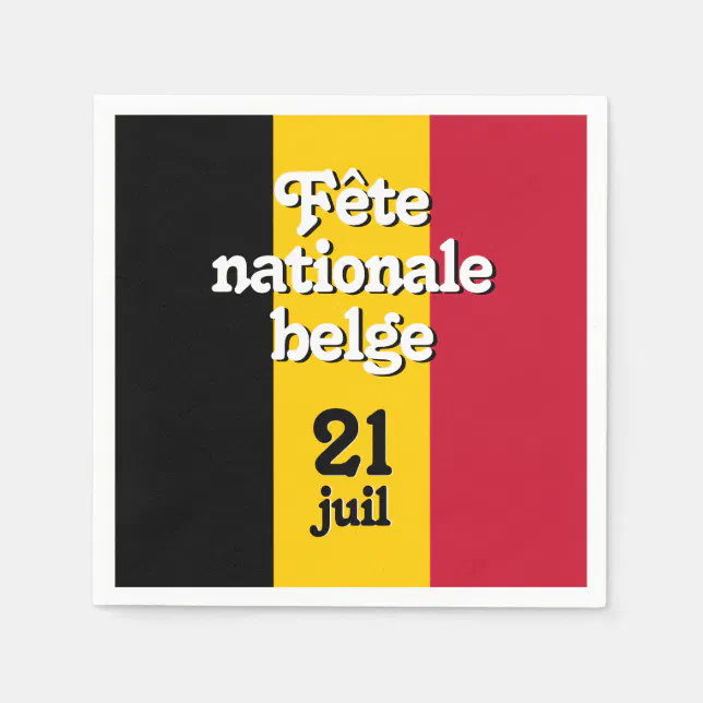 French Fête nationale belge Belgian Flag Napkins