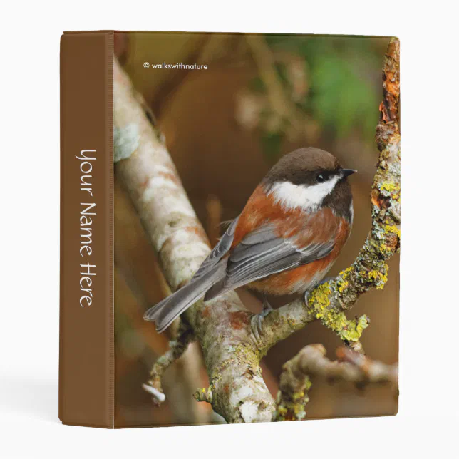 Cute Chestnut-Backed Chickadee on the Pear Tree Mini Binder