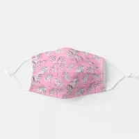 Tropical Leaf Pattern Pink White Adult Cloth Face Mask