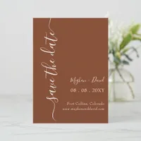 Rustic Terracotta Burnt Orange Modern  Save The Date