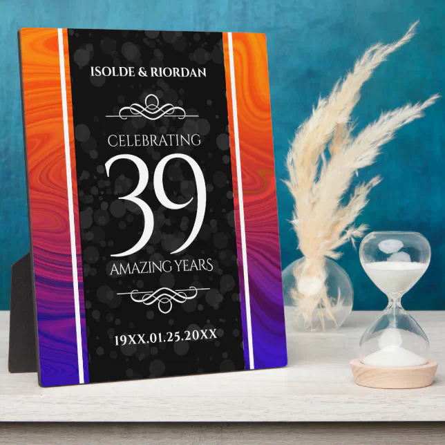 Elegant 39th Agate Wedding Anniversary Celebration Plaque