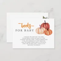 Pumpkin Gender Neutral Baby Shower Book Request  Enclosure Card