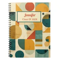 Modern Geometric Retro Colorful Custom School Notebook