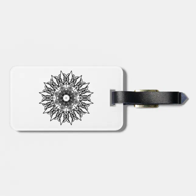 White geometric lace Mandala Luggage Tag