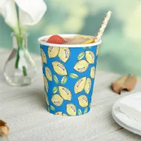 Bridal Shower Main Squeeze Lemons Blue Watercolor Paper Cups