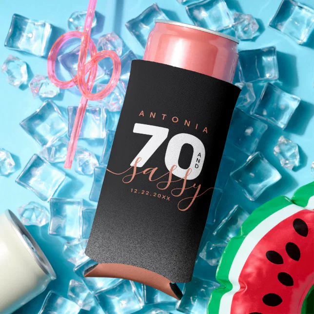 Modern Girly Copper 70 and Sassy Seltzer Can Cooler
