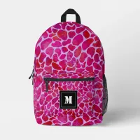 Pretty Raspberry and Pink Leopard Print Monogram  Printed Backpack