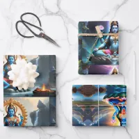 Lord Ganesh Wrapping Paper Flat Sheet Set of 3