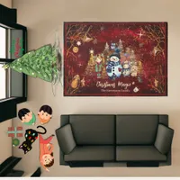 Christmas Magic Red with cute characters Rug