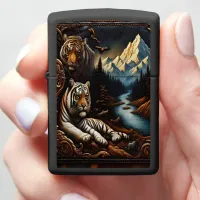 Majestic Bengal Tigers in Mountainous Landscape Zippo Lighter