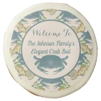 Elegant Crab Feast-Watercolor Blue Crabs, Seashell Sugar Cookie