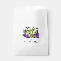 Happy Halloween Typography w/Bats Green ID685 Favor Bag