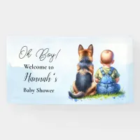 Baby Boy and His German Shepherd Puppy Baby Shower Banner