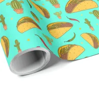 Tasty Tacos and Chilis Mexican Food Pattern Wrapping Paper