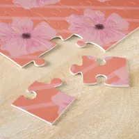 Pink Flowers And Stripes Jigsaw Puzzle