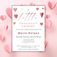 Cute Hearts Little Sweetheart Baby Shower Girly Invitation