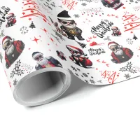 Cute Gangster Santa Merry Christmas on White |     Wrapping Paper