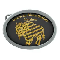 Patriotic Gold Bison Design Belt Buckle