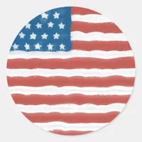 Distressed US Flag 4th of July Classic Round Sticker