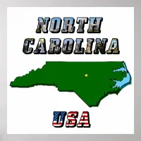 North Carolina Map and Text Poster