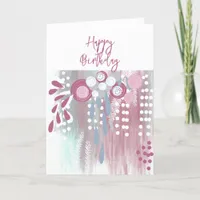 Abstract Floral Happy Birthday Greeting Card