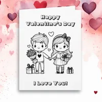 Large Happy Valentine's Day   | Color Me Page Card