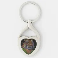 Tiger Crouching in the Jungle Keychain