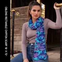 Dark Blue and Purple Camouflage Chiffon Scarf