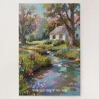 Tranquil Countryside Retreat Cottage Watercolour Jigsaw Puzzle