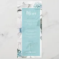 Blossoms and Berries Floral Menu Teal D476