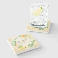 Rustic Lemon Citrus Boho Summer Wedding Stone Coaster