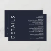 Navy and White Elegant Modern Minimalist Wedding Enclosure Card