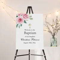 Elegant Watercolor Pink Rose Baptism Foam Boards