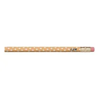 Peach Polka Dot Monogrammed Stylish Retro Pretty Pencil