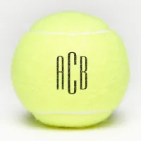 Black Simple Three Letter Monogram Tennis Balls