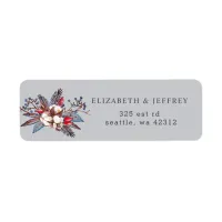 Winter Cotton Dusty Blue Red Berries wedding Label